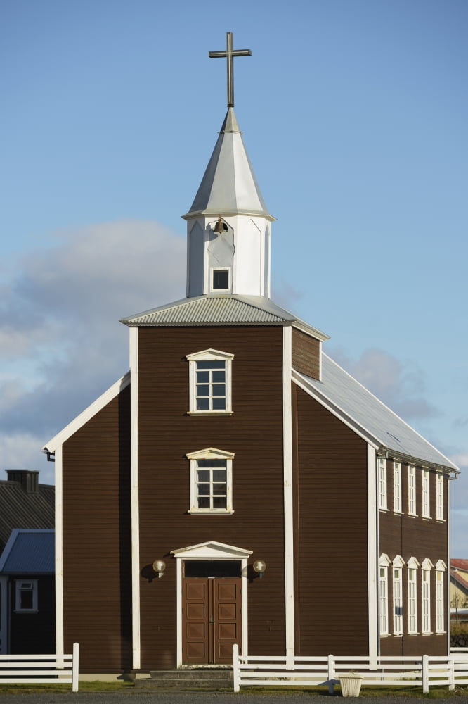 Village Church Of Eyrarbakki Eyrarbakki Arnessysla Iceland Canvas Art - Michael Thornton Design Pics (24 x 38)
