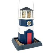 North States Village Collection Large Navy And Red Lighthouse Birdfeeder, 9.5" L X 10.25" W X 14.5" H