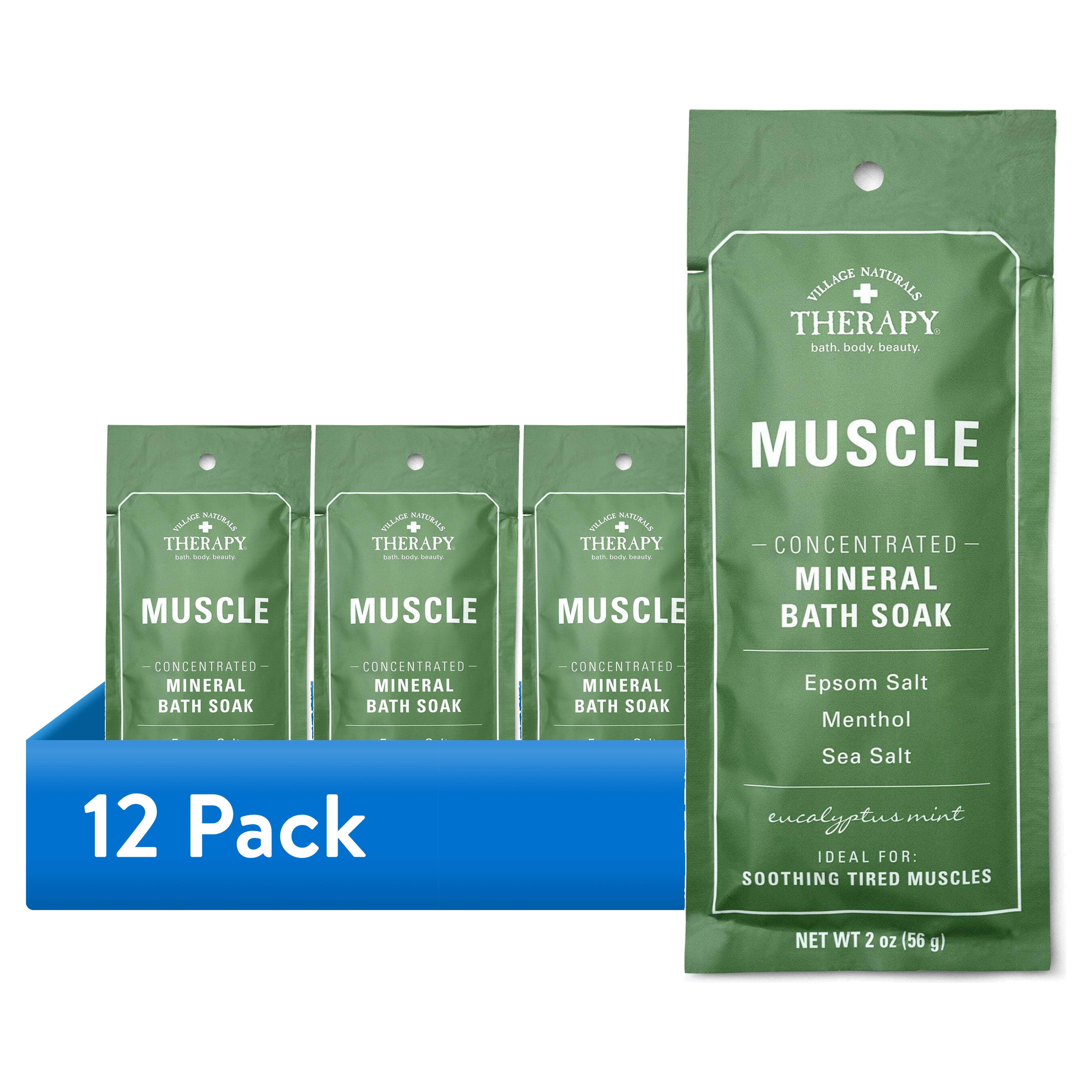 (12 pack) Village Naturals Therapy Muscle Relief Concentrated Mineral Bath Soak, 2 oz.