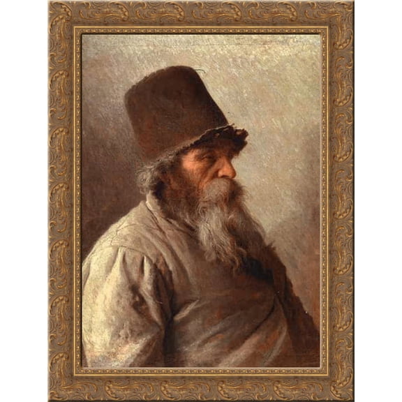 Village Elder 20x24 Gold Ornate Wood Framed Canvas Art by Kramskoi, Ivan Nikolaevich