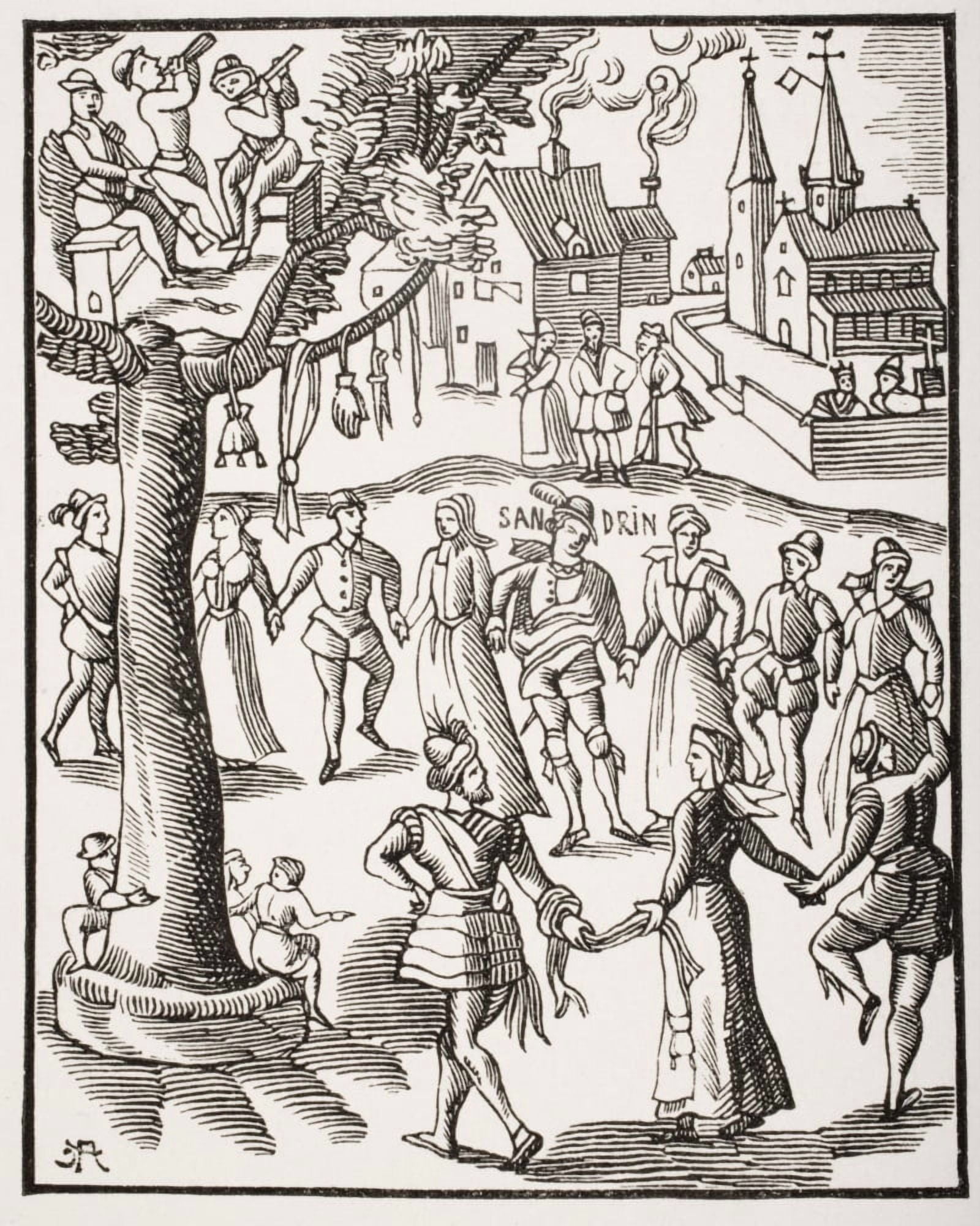 Village Feast 19Th Century Reproduction Of 16Th Century Woodcut Of The Sandrin Ou Verd Galant Canvas Art - Ken Welsh Design Pics (13 x 17)