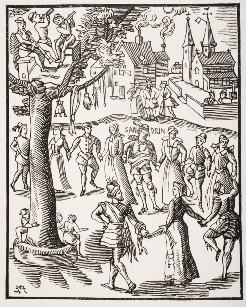 Village Feast 19Th Century Reproduction Of 16Th Century Woodcut Of The Sandrin Ou Verd Galant Canvas Art - Ken Welsh Design Pics (26 x 34)