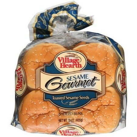 Village Hearth Classic Seasame Buns, 8 ea
