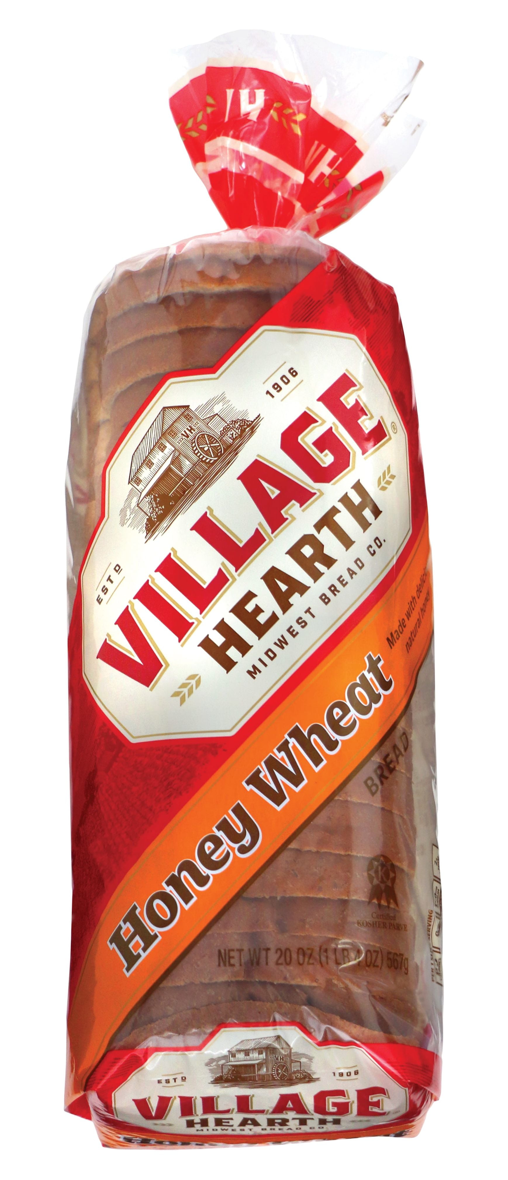 Village Hearth Honey Wheat Bread Loaf, 20 oz, 20 Count