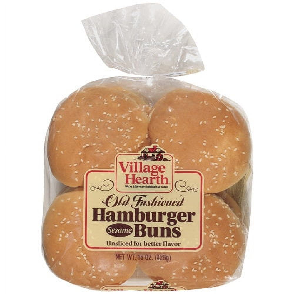 Village Hearth Sesame Seed Hamburger Bun, 8 Count, 15 Ounce