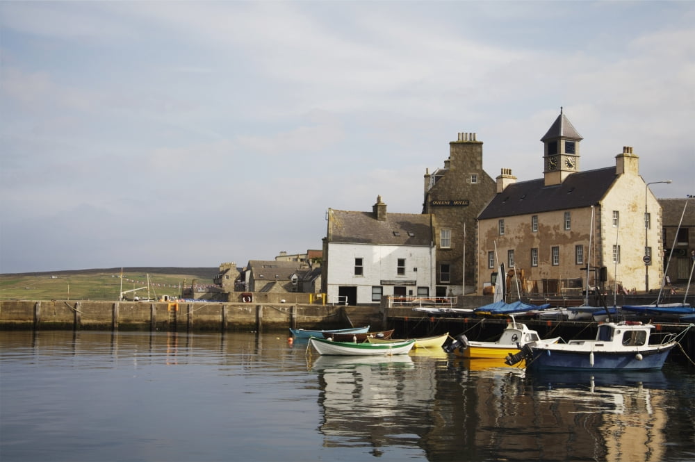 Village Houses And Boats In Harbor Canvas Art - Paul Miles Design Pics (19 x 12)