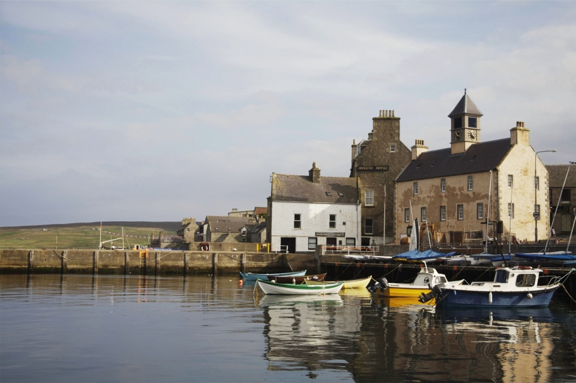 Village Houses And Boats In Harbor Canvas Art - Paul Miles Design Pics (38 x 24)