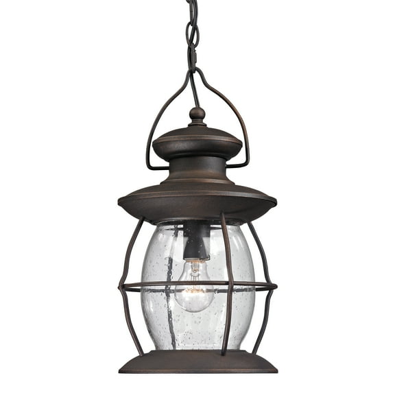 Village Lantern 1-Light Outdoor Hanging Lantern in Weathered Charcoal