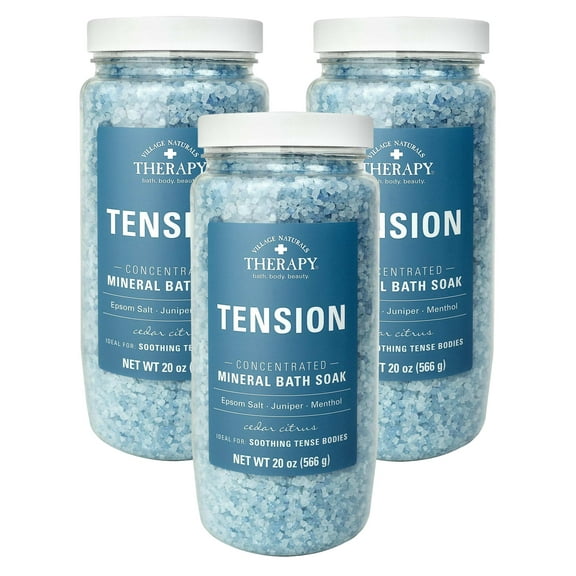 Village Nat. Aches+Pains Tension Relief Bath Soak 20oz (Pack of 3)