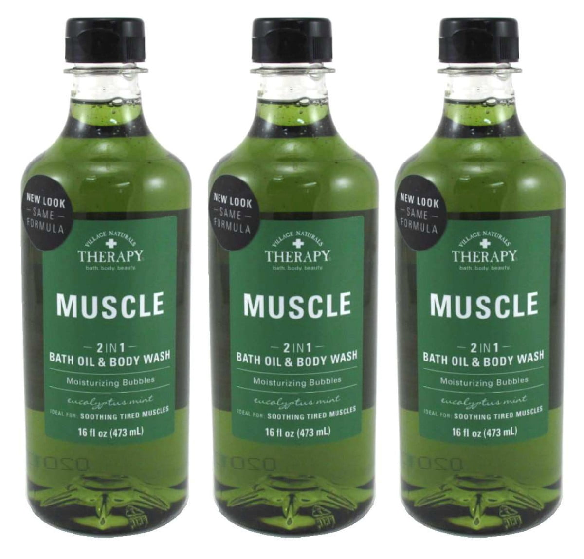 Village Nat. Bath Oil & Body Wash 2In1 Muscle 16oz (Pack of 3)