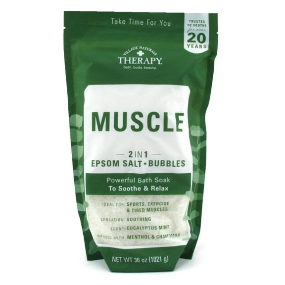 Village Nat. Bath Soak Muscle 2In1 Epsom Salt 36oz Bag (Pack of 3)