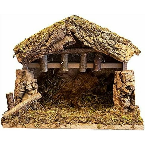 Village Nativity Wooden Stable Creche for Christmas Nativity Set, 10 inches x 5 inches x 8 inches, Made in Italy$$Home Decor, Kitchen, & Other