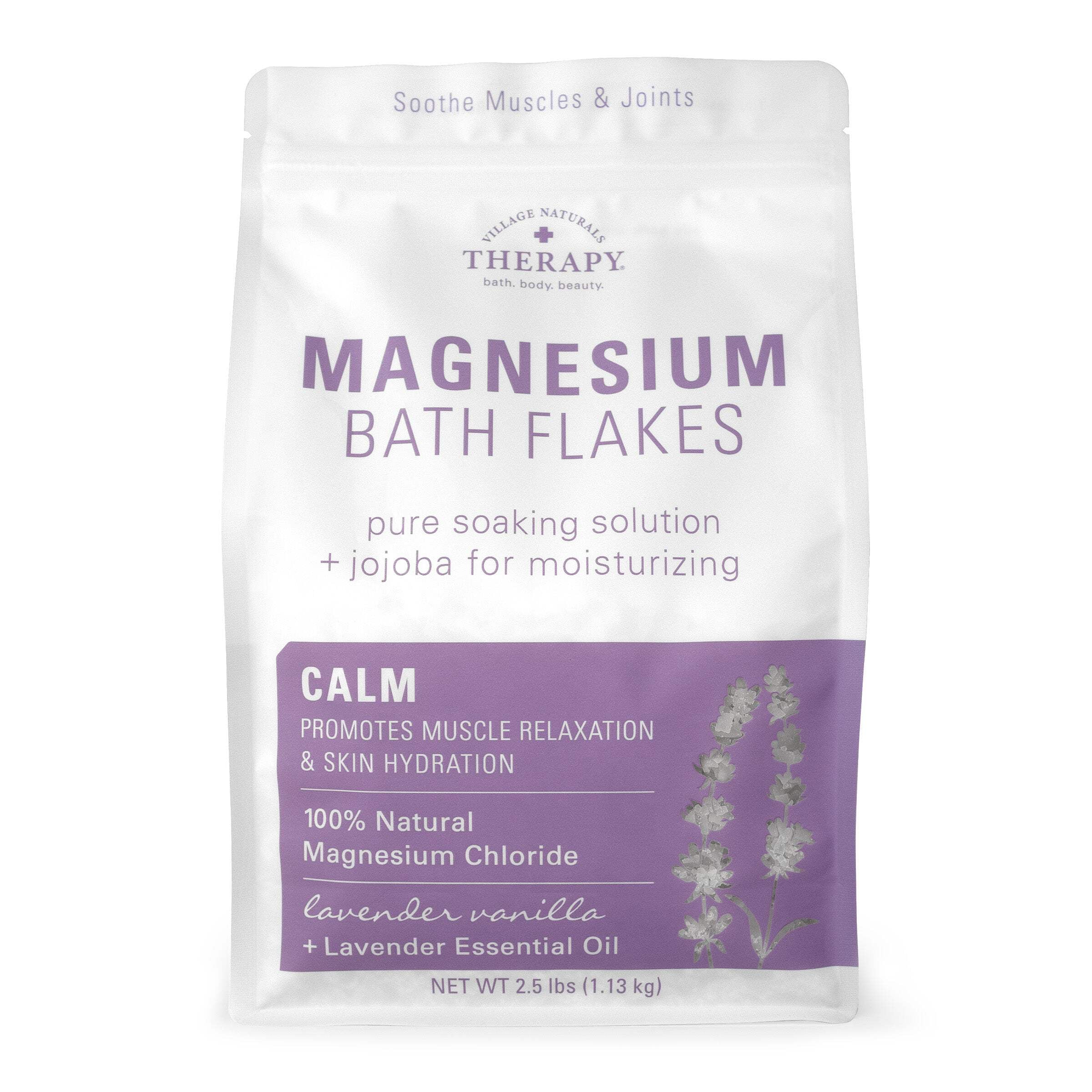 Village Naturals Therapy Calm Magnesium Bath Flakes, Lavender Vanilla Scent, 2.5 lb