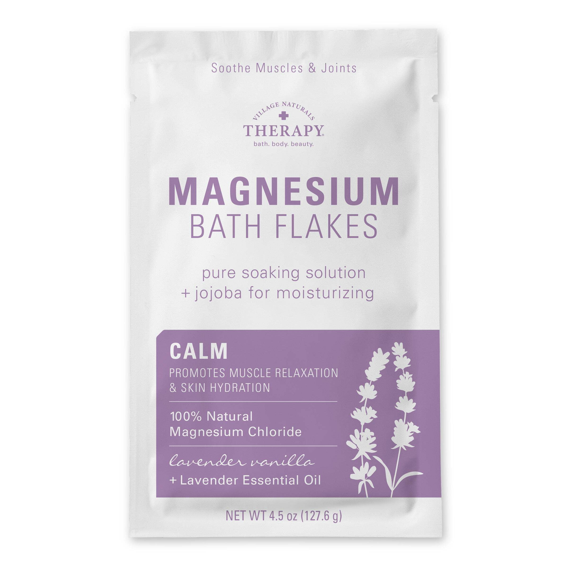 Village Naturals Therapy Calm Magnesium Bath Flakes, Lavender Vanilla Scent, 4.5 oz