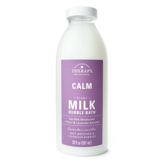 Village Naturals Therapy Calm Plant Milk Bubble Bath with Oat & Lavender Vanilla, 20 fl oz