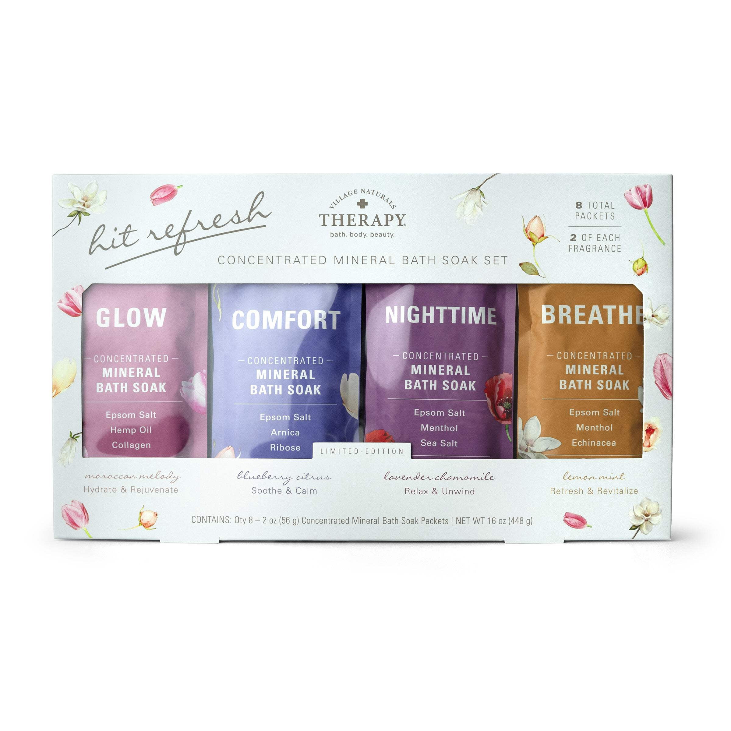 Village Naturals Therapy Hit Refresh Bath Soak Gift Set, Set of 8 ...