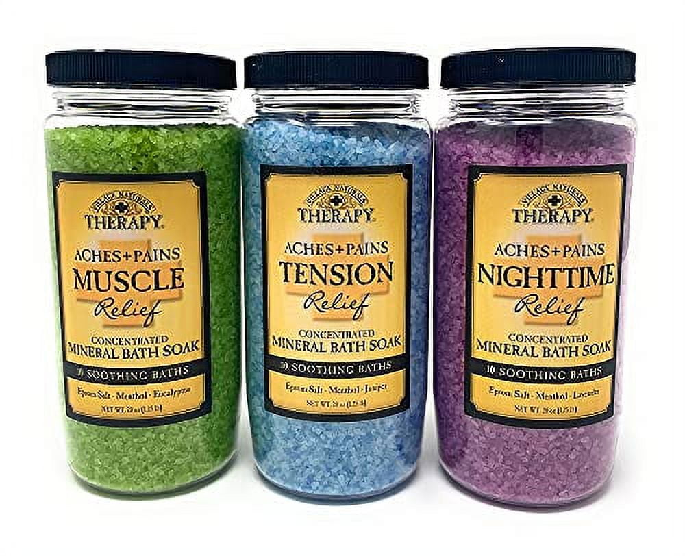 Village Naturals Therapy Mineral Bath Soak Variety Set 3 Pack Nights