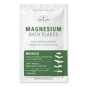 Village Naturals Therapy Muscle Magnesium Bath Flakes, Eucalyptus Mint Scent, 4.5 oz