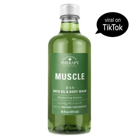 Village Naturals Therapy Muscle Relief Foaming Bath Oil & Body Wash, Eucalyptus Mint, 16 fl. oz.