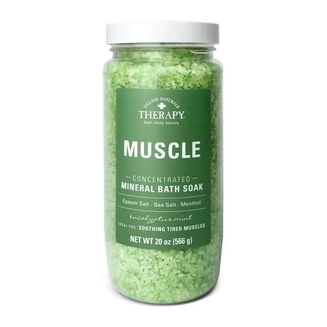 Village Naturals Therapy Muscle Relief Concentrated Mineral Bath Soak, Eucalyptus Mint, 20 oz