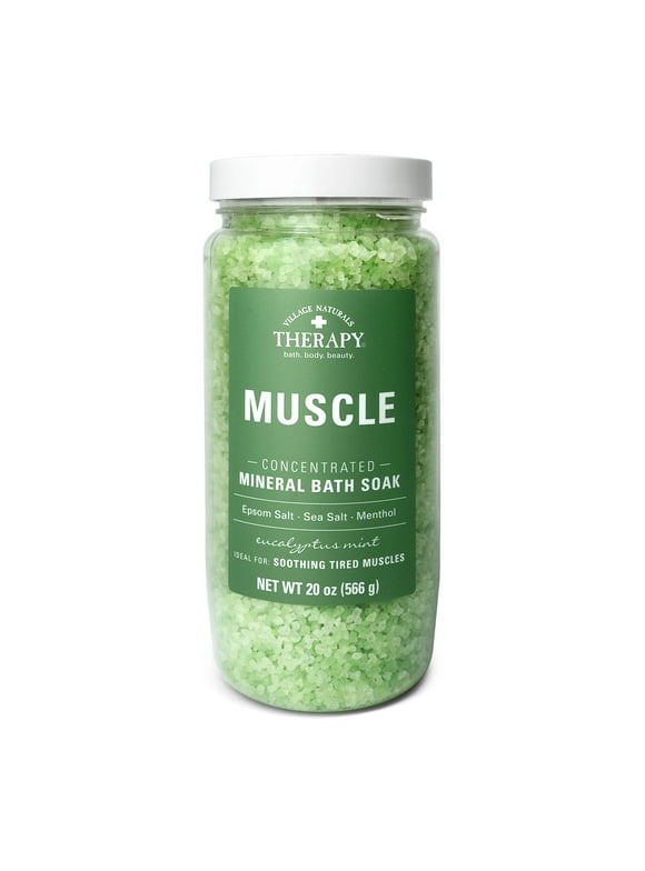 Village Naturals Therapy Muscle Relief Concentrated Mineral Bath Soak, Eucalyptus Mint, 20 oz