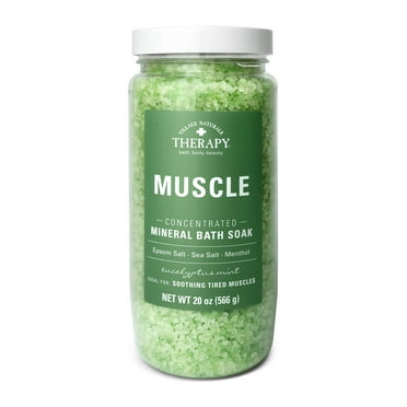 Village Naturals Therapy Muscle Relief Concentrated Mineral Bath Soak, Eucalyptus Mint, 20 oz.