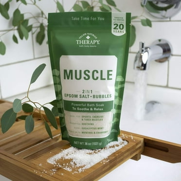 Village Naturals Therapy Muscle Relief Foaming Epsom Bath Soak, 36 oz