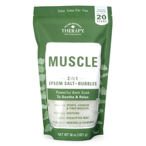 Village Naturals Therapy Muscle Relief Foaming Epsom Bath Soak, 36 oz