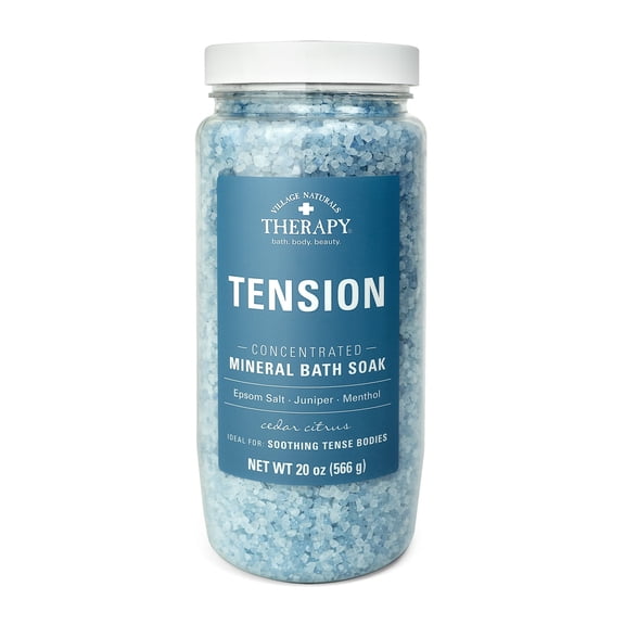 Village Naturals Therapy Tension Concentrated Mineral Bath Soak, Cedar Citrus Scent, 20 oz