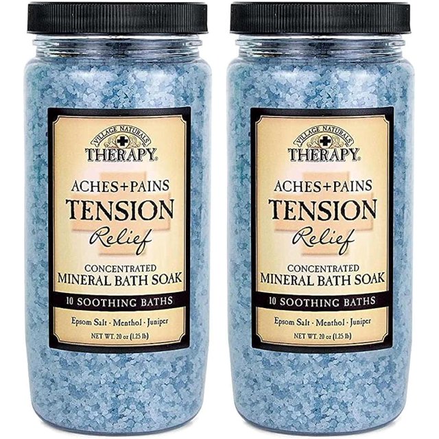 Village Natutrals Aches + Pains Tension Relief Bath Soak 20 Ounce