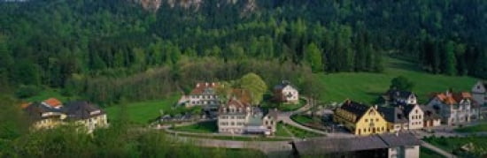 Village Of Hohen-Schwangau Bavaria Germany Canvas Art - Panoramic Images (36 x 12)