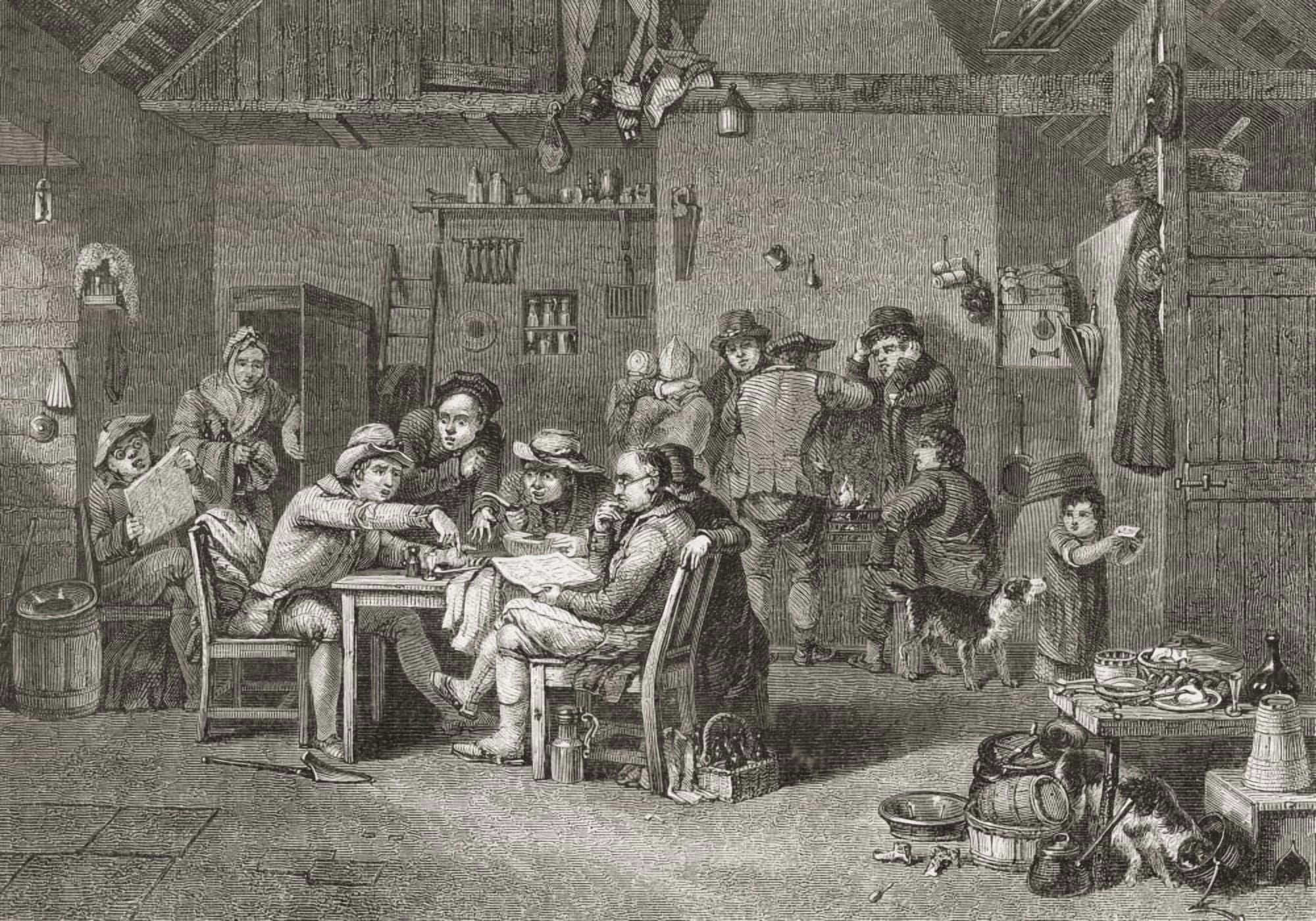 The Village Politicians After Sir David Wilkie From Histoire Des Peintres Ôø?Cole Anglaise Published 1867 Canvas Art - Ken Welsh Design Pics (34 x 22)