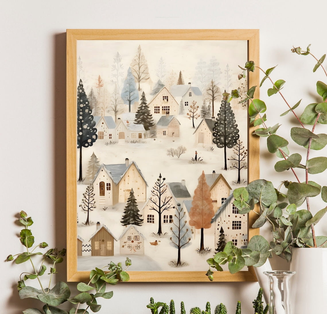 Village Poster, Snowy Winter House, Nursery Poster, Poster Decor, Art ...
