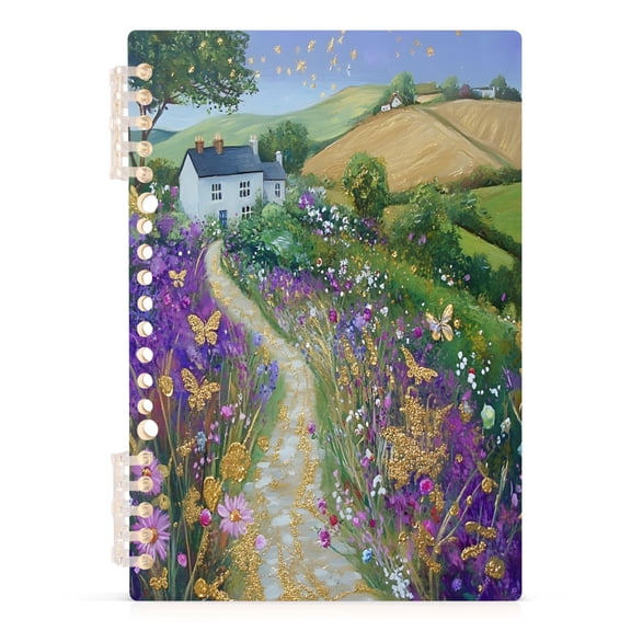 Village Scene A5 8.3x5.7in PP Notebook, Adjustable Rings, 60 Sheets, Diary or Journey Note