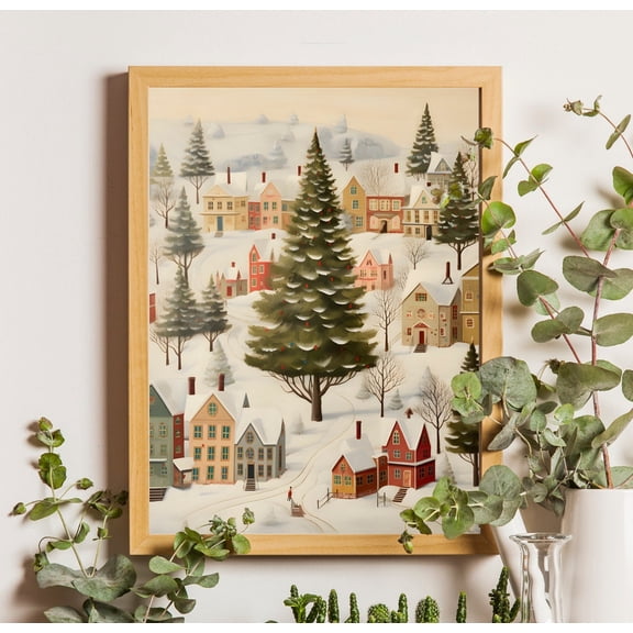 Village : Snowy Winter Town, Decor Unframed Paper Print