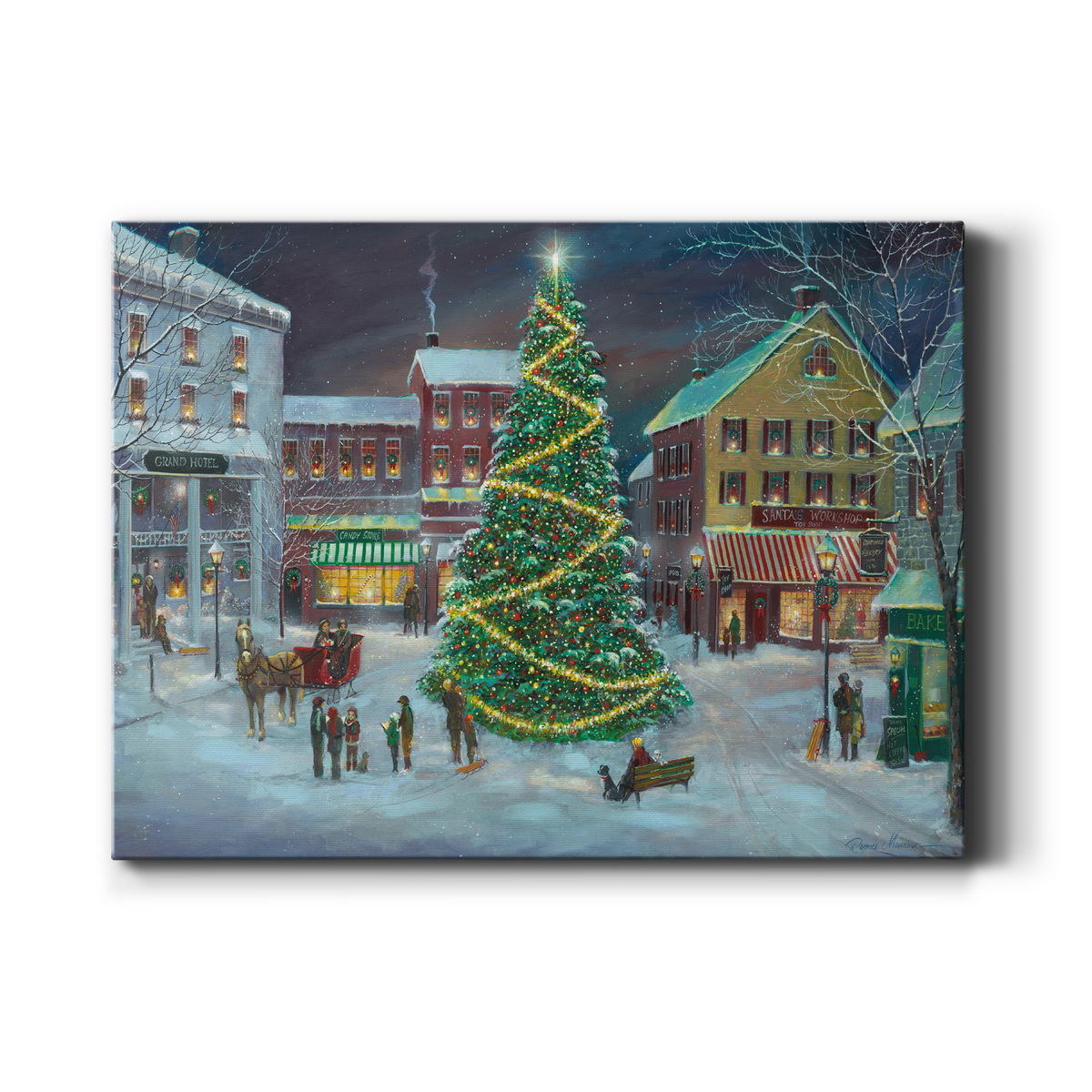 Village Square - Premium Gallery Wrapped Canvas - Ready to Hang