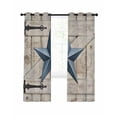 thumbnail image 1 of Village Stars Blackout Curtains 45 Inch Length Vintage Blue Star Beige Barn Doors Thermal Insulated Window Curtain Window Drapes 2 Panels for Bedroom Living Room 52"Wx45"L, 1 of 9
