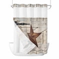 thumbnail image 1 of Village Stars No Hook Shower Curtain with Snap in Liner Vintage Rust Yellow Star Beige Barn Doors Waterproof Bathroom Shower Curtain with See Through Top Window for Bathtub 60" x 72", 1 of 9