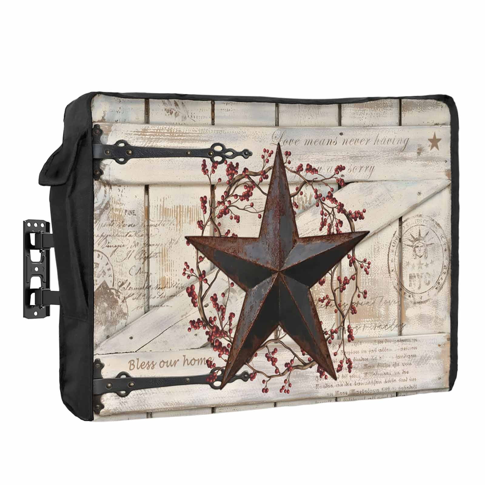 Village Stars Waterproof Outdoor TV Cover, Vintage Rust Black Star ...