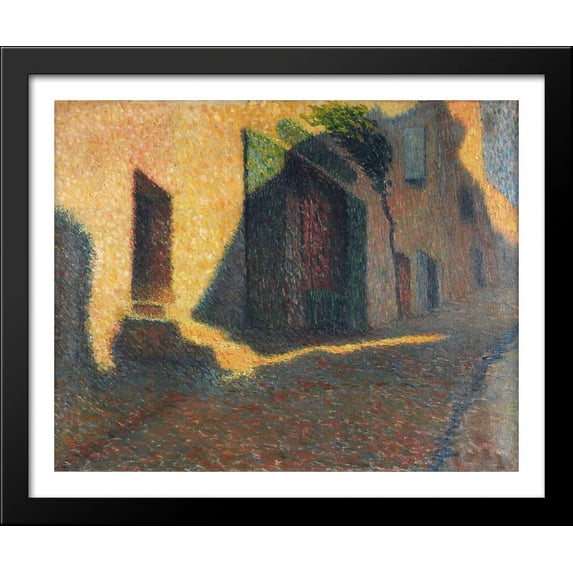 Village Street in Hombre Violette 34x28 Large Black Wood Framed Print Art by Henri Martin