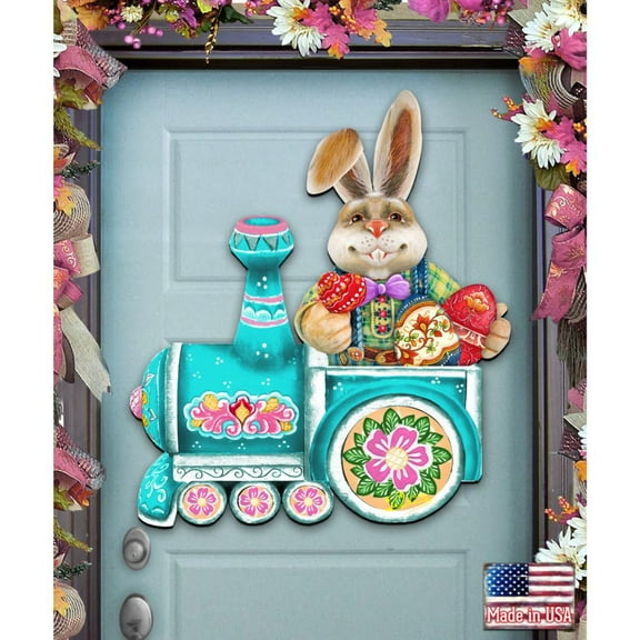 Village Train Ride Bunny Easter Outdoor Decor Large Ornament by G. DeBrekht | Easter Spring Decor - 8129211-2M