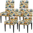 thumbnail image 1 of Village Truck Chair Covers for Dining Room Set of 4, Washable Spandex Parsons Slipcovers, Removable Kitchen Chair Cover, Stretch Seat Protector for Home Party Hotel, 1 of 6