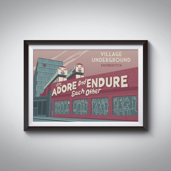 Village Underground Shoreditch London Tube Train Wall Art, Unframed Paper Poster 8x10in