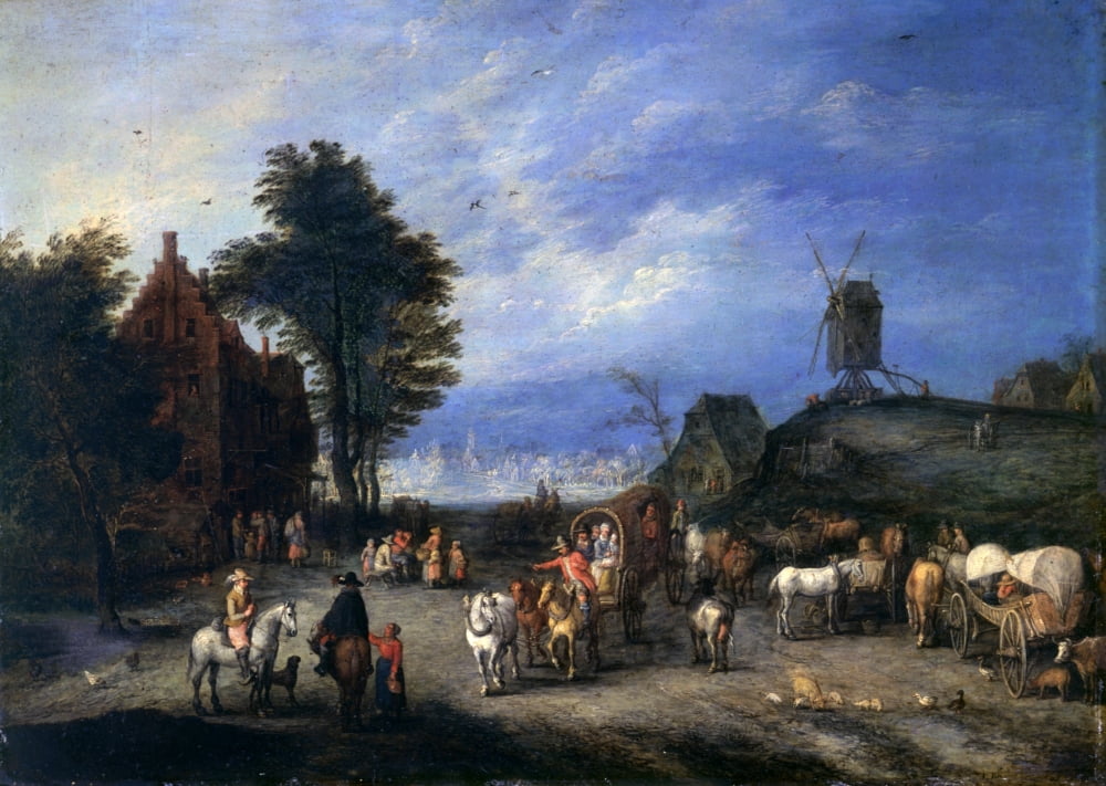 Village With Marketplace Canvas Art - (24 x 18)