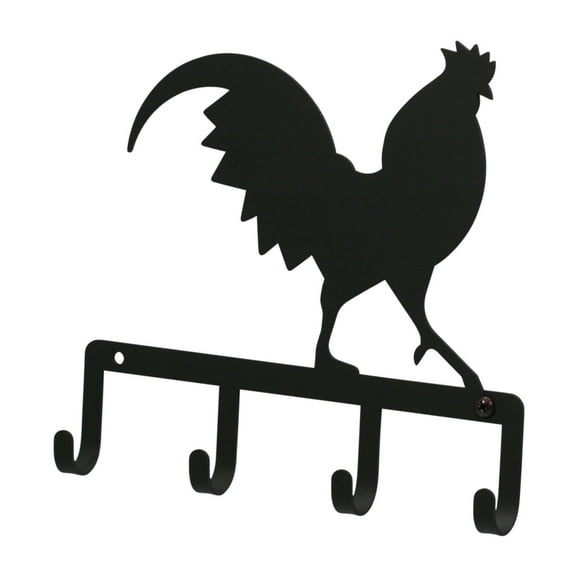 Village Wrought Iron Rooster Hook, Black, 7.75"
