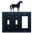 thumbnail image 1 of 1 GFI and 2 Switch Cover with Horse Accent, Black, 1 of 2