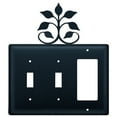 thumbnail image 1 of 1 GFI and 2 Switch Cover with Leaves Accent, Black, 1 of 2