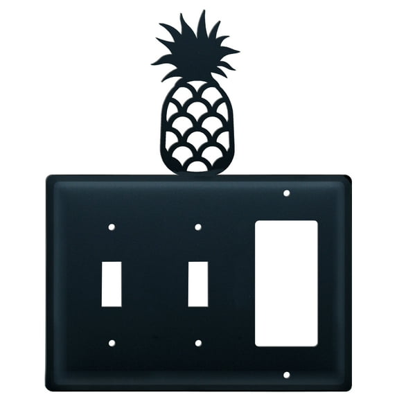 1 GFI and 2 Switch Cover with Pineapple Accent, Black