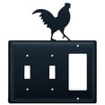 thumbnail image 1 of 1 GFI and 2 Switch Cover with Rooster Accent, Black, 1 of 2