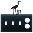 thumbnail image 1 of Triple Switch and Duplex Outlet Cover with Heron Bird Accent, Black, 1 of 2
